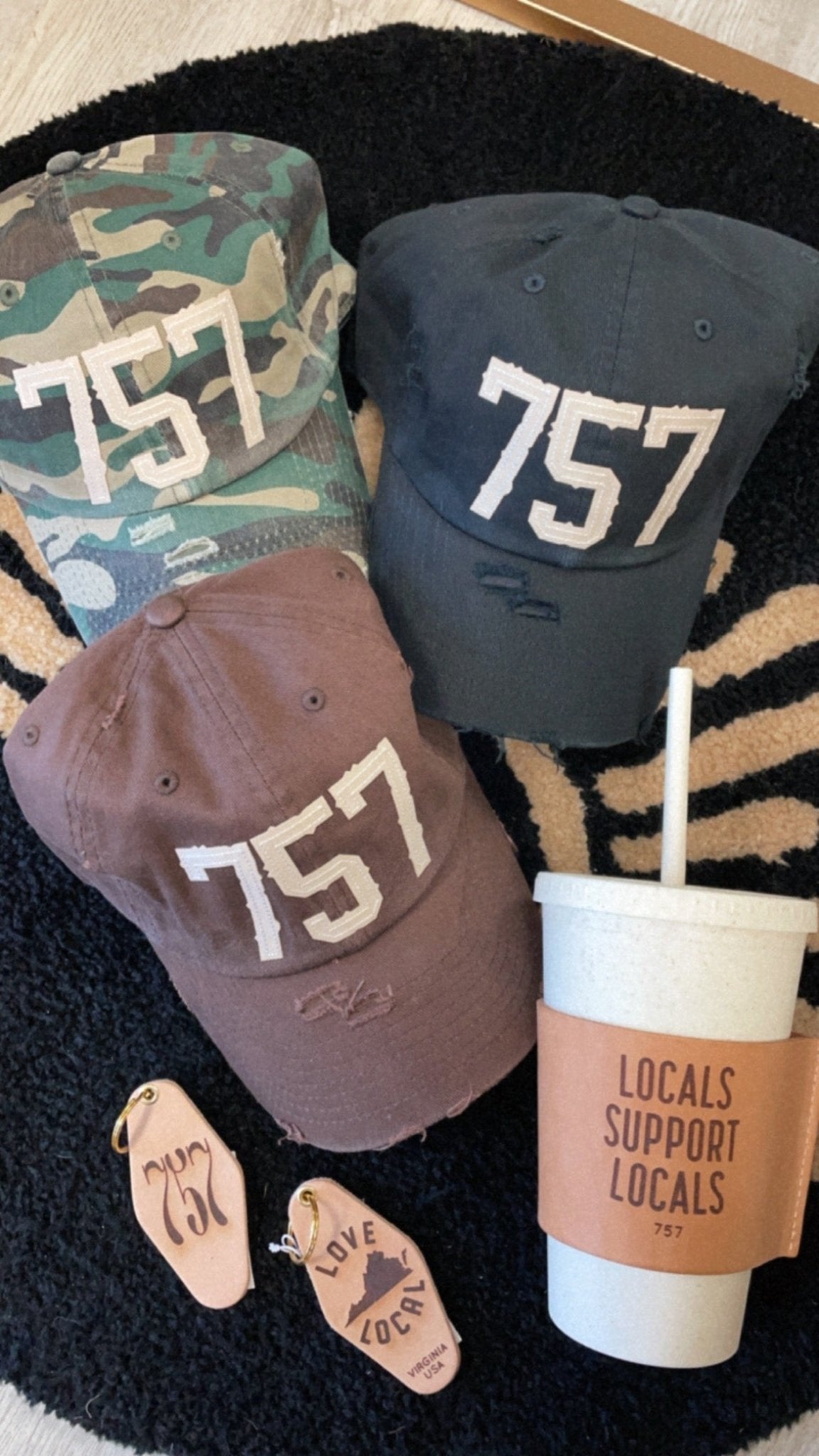 757 Area Code Ball Caps | Golden Hour Boutique