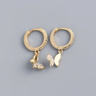 Dainty Butterfly Drop Hoop Earrings - Golden Hour BoutiqueEarrings