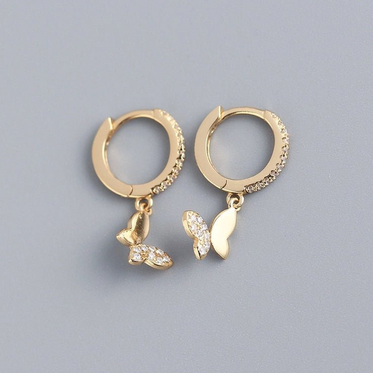 Dainty Butterfly Drop Hoop Earrings - Golden Hour BoutiqueEarrings