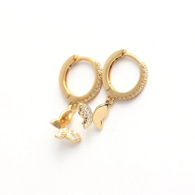 Dainty Butterfly Drop Hoop Earrings - Golden Hour BoutiqueEarrings