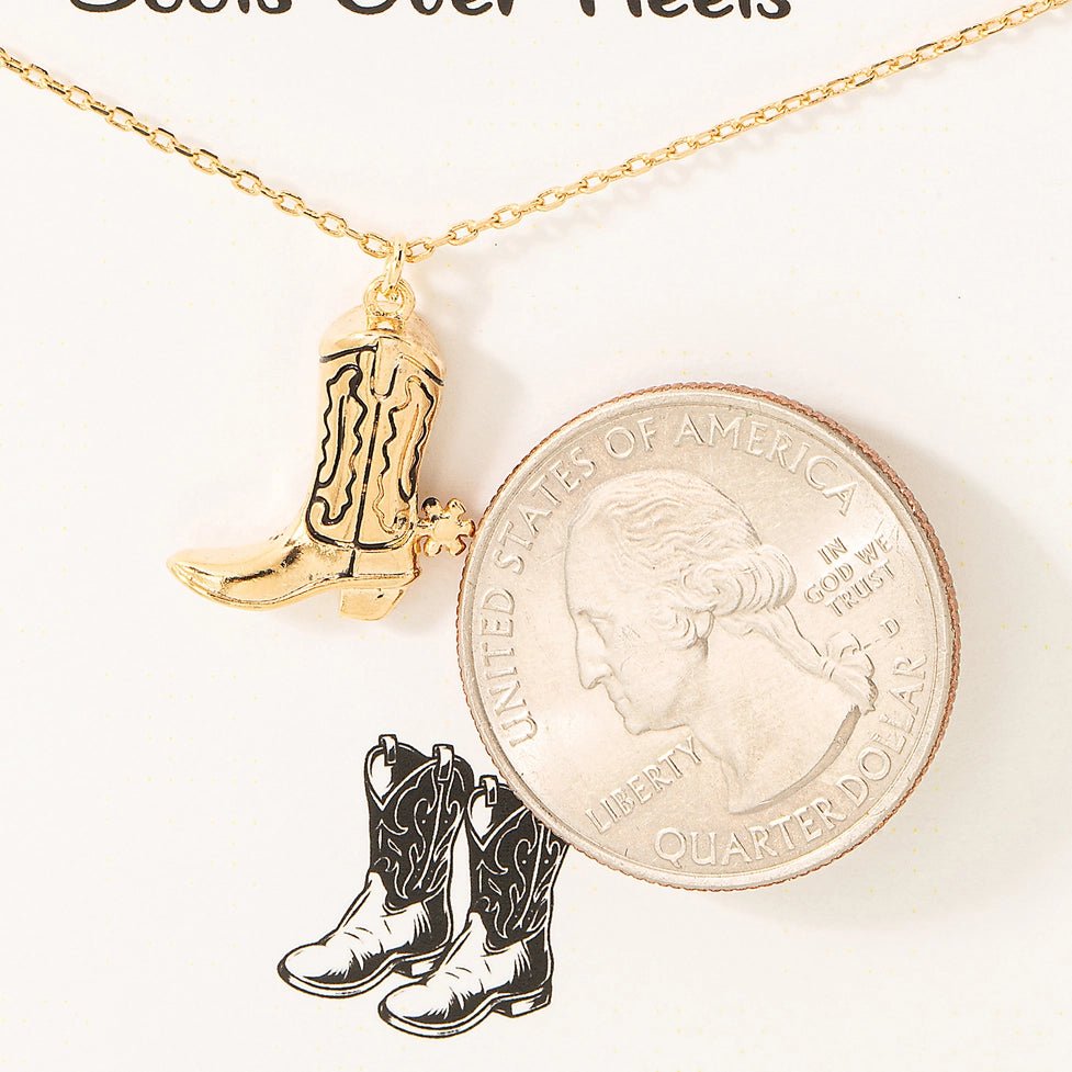 Dainty Cowgirl Boots Necklace - Golden Hour Boutique