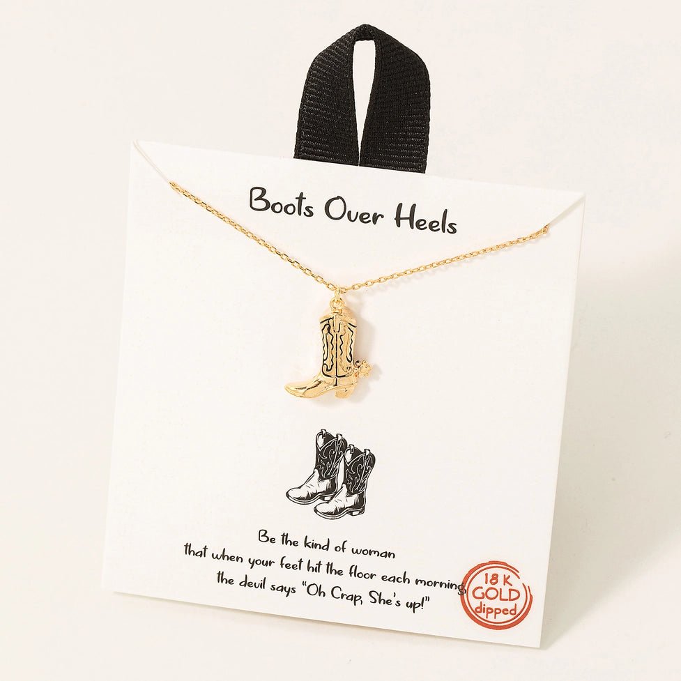 Dainty Cowgirl Boots Necklace - Golden Hour Boutique