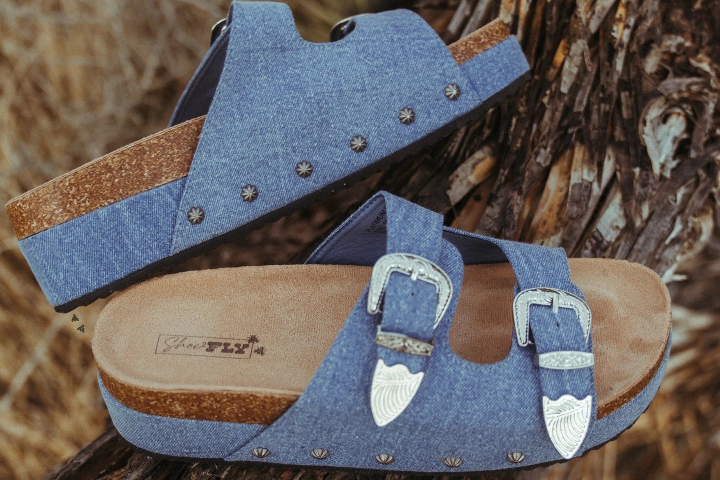 Daze in Denim Buckle Platform Sandals - Golden Hour Boutique