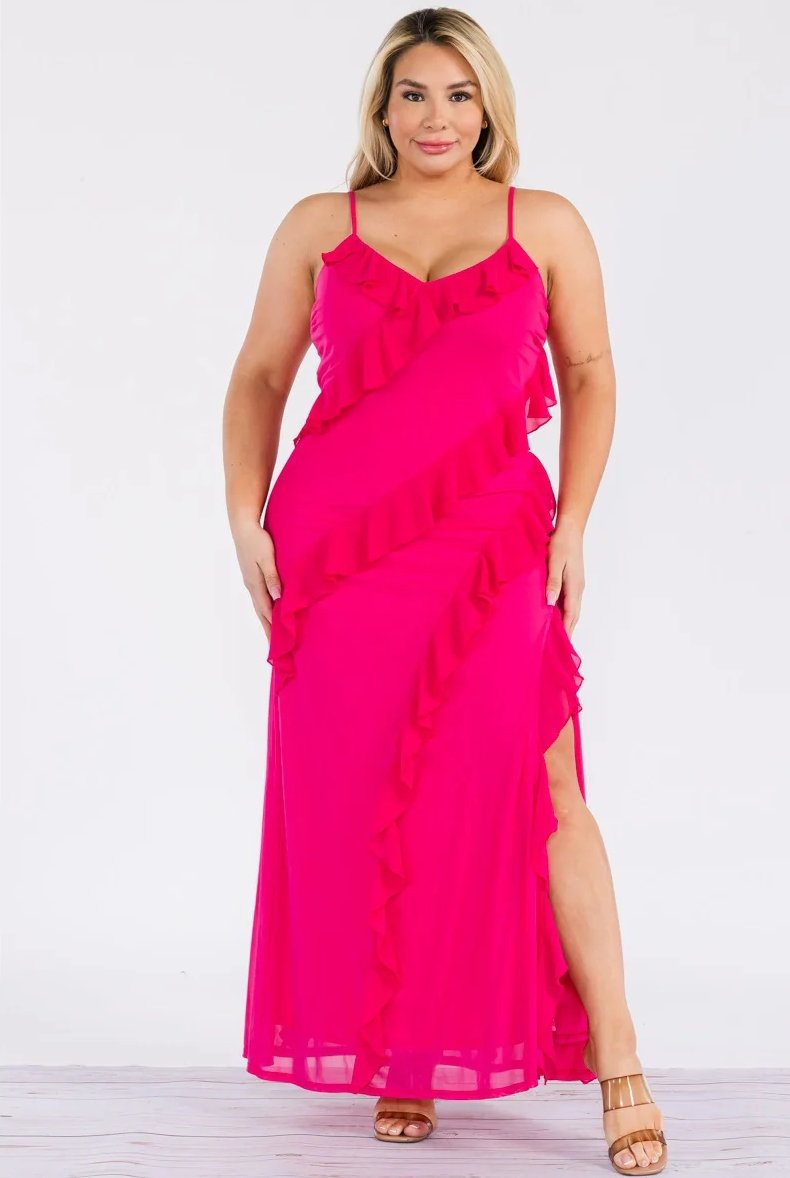 Fuchsia Fantasy Maxi Dress - Golden Hour Boutique