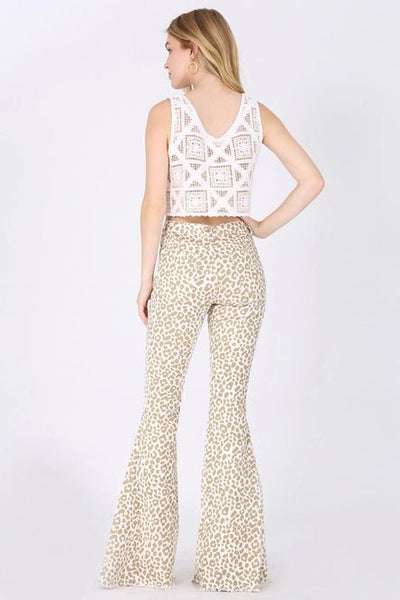 Get Rowdy Leopard Bellbottom Jeans - Golden Hour Boutique