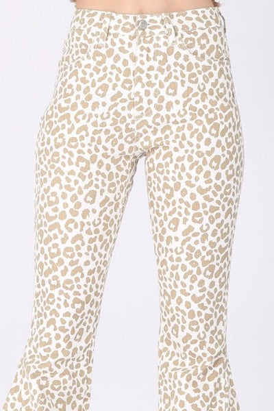 Get Rowdy Leopard Bellbottom Jeans - Golden Hour Boutique