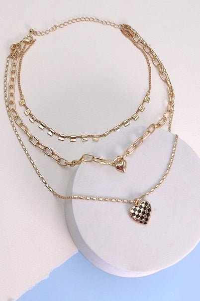 Gold Layered Heart Necklace Set - Golden Hour BoutiqueNecklaces