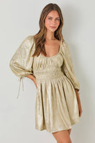 Golden Soul Metallic Babydoll Dress - Golden Hour BoutiqueMini Dresses