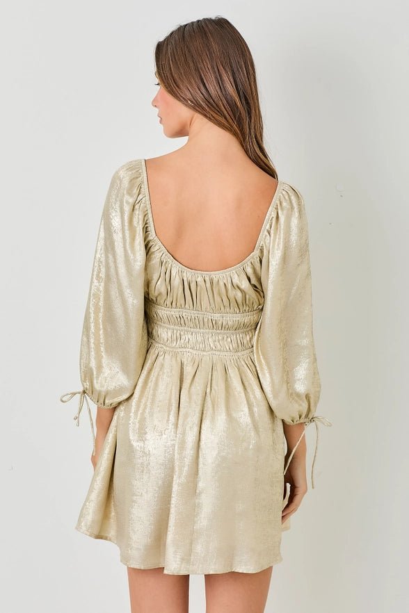 Golden Soul Metallic Babydoll Dress - Golden Hour BoutiqueMini Dresses