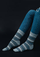 Gray, Black & Blue Pattern Socks - Golden Hour Boutique