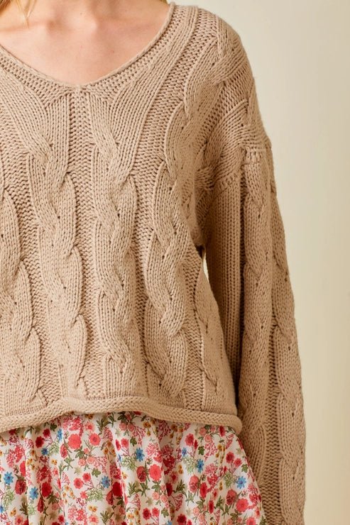 Just Perfect Cable Knit Sweater - Golden Hour BoutiqueSweater