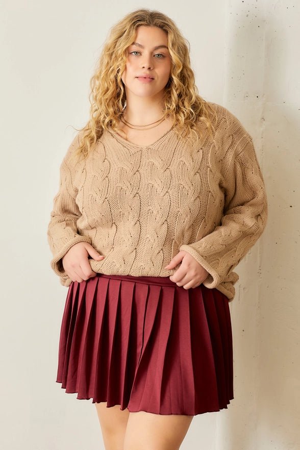 Just Perfect Cable Knit Sweater - Golden Hour BoutiqueSweater