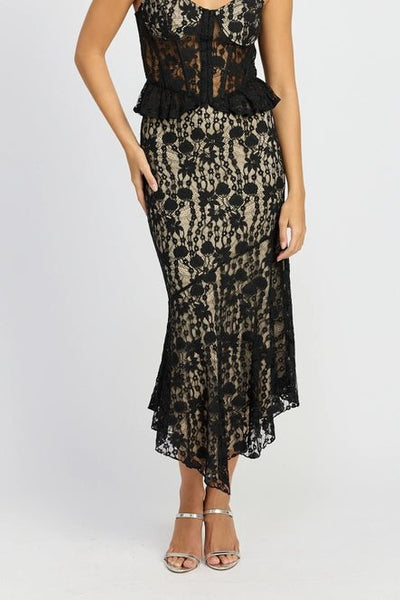 Lace Embrace Asymmetrical Midi Skirt - Golden Hour BoutiqueMaxi Skirt