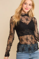 Lovely Lace Long Sleeve Sheer Top - Golden Hour BoutiqueTops