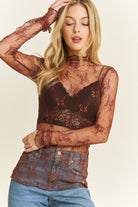 Lovely Lace Long Sleeve Sheer Top - Golden Hour BoutiqueTops