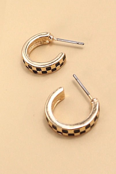 Mini Checker Hoop Huggies - Golden Hour BoutiqueEarrings