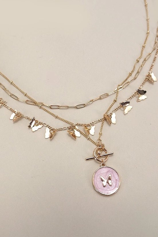 Multi - Layer Butterfly Toggle Necklace - Golden Hour BoutiqueNecklaces