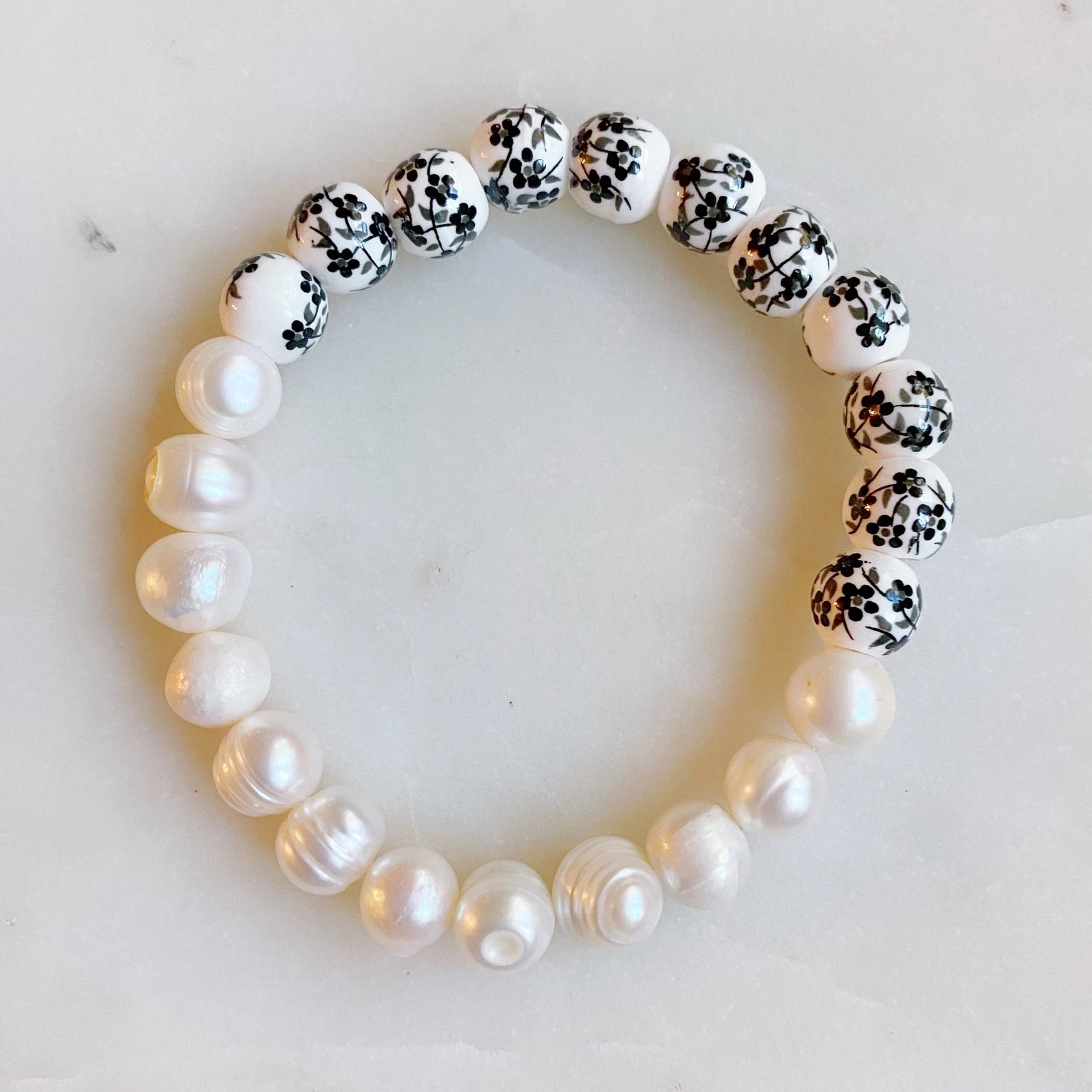 Pearl and Porcelain Bracelet - Golden Hour Boutique