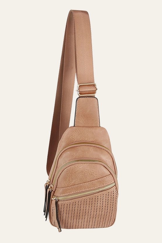 Perforated Leather Sling Crossbody Bag - Golden Hour BoutiqueCrossbody Purse