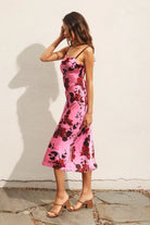 Pink Petal Noir Midi Dress - Golden Hour Boutique