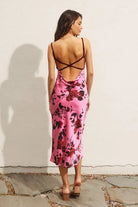 Pink Petal Noir Midi Dress - Golden Hour Boutique