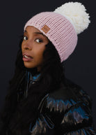 Pink & White Color Block Pom Beanie - Golden Hour Boutique