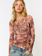 Python Mesh Twist Long Sleeve Top - Golden Hour BoutiqueLong Sleeve Crop Tops