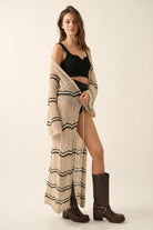 Sand and Stripes Crochet Kimono - Golden Hour BoutiqueCardigans