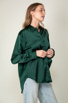 Satin Stunner Button Down Top - Golden Hour BoutiqueLong Sleeve Blouse