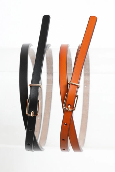 Skinny Leather Cinch Belt - Golden Hour Boutique