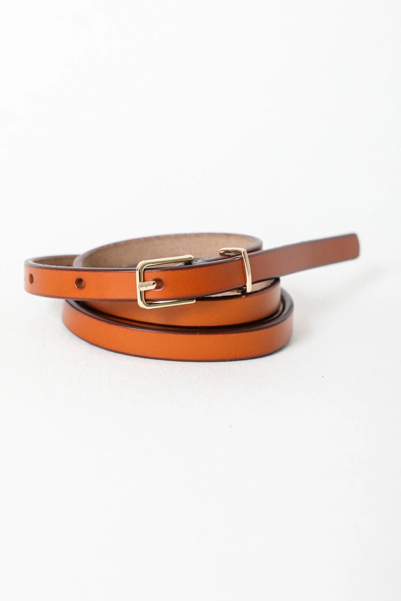 Skinny Leather Cinch Belt - Golden Hour Boutique