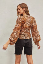 Stay Golden Leopard Wrap Top - Golden Hour BoutiqueLong Sleeve Blouse