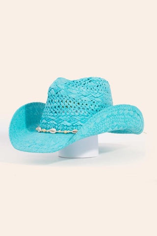 Straw Cowrie Shell Cowboy Hat - Golden Hour Boutique