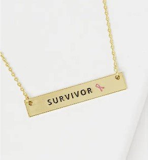 Survivor Cancer Awareness Bar Necklace - Golden Hour Boutique