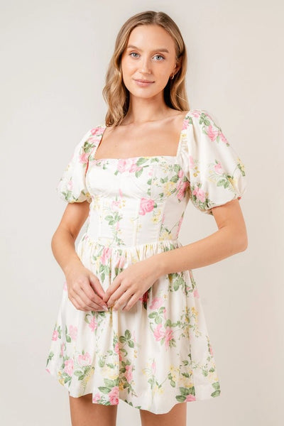 Tea Time Floral Mini Dress - Golden Hour Boutique