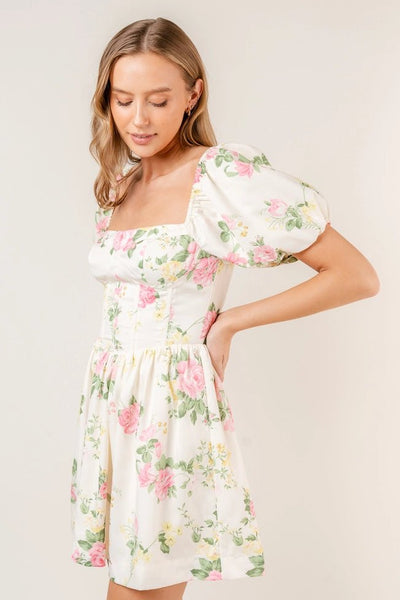 Tea Time Floral Mini Dress - Golden Hour Boutique