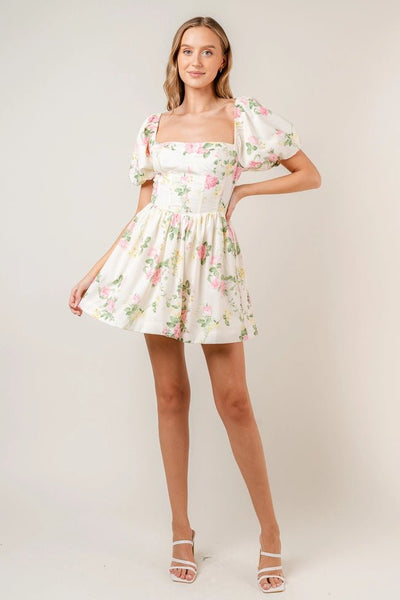 Tea Time Floral Mini Dress - Golden Hour Boutique