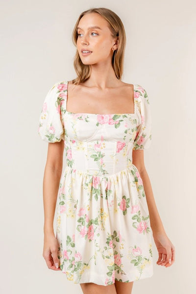 Tea Time Floral Mini Dress - Golden Hour Boutique