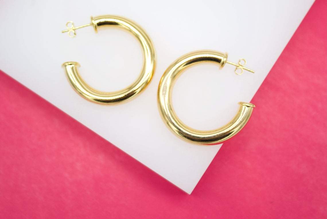 Thick Gold Open Hoop Earrings - Golden Hour Boutique