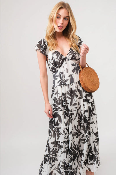 Tropic Nights Floral Tiered Dress - Golden Hour Boutique