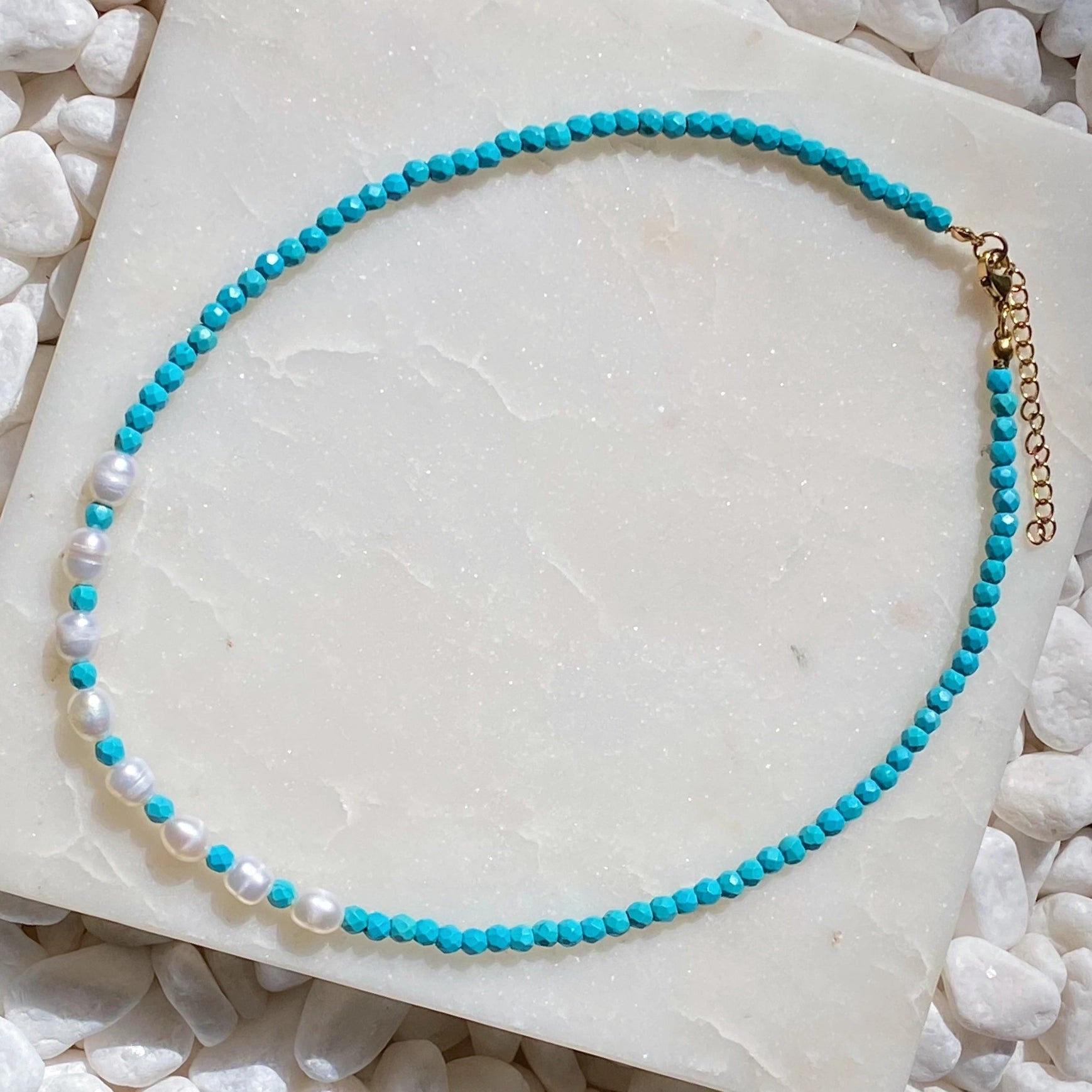 Turquoise Pearl Choker Necklace - Golden Hour Boutique