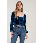 Winter Blues Velvet Long Sleeve Blouse - Golden Hour BoutiqueLong Sleeve Crop Tops