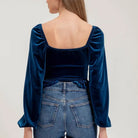 Winter Blues Velvet Long Sleeve Blouse - Golden Hour BoutiqueLong Sleeve Crop Tops