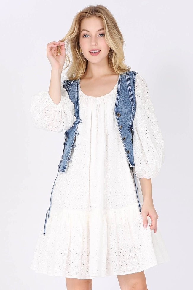 With A Twist Denim Vest Top - Golden Hour BoutiqueTops